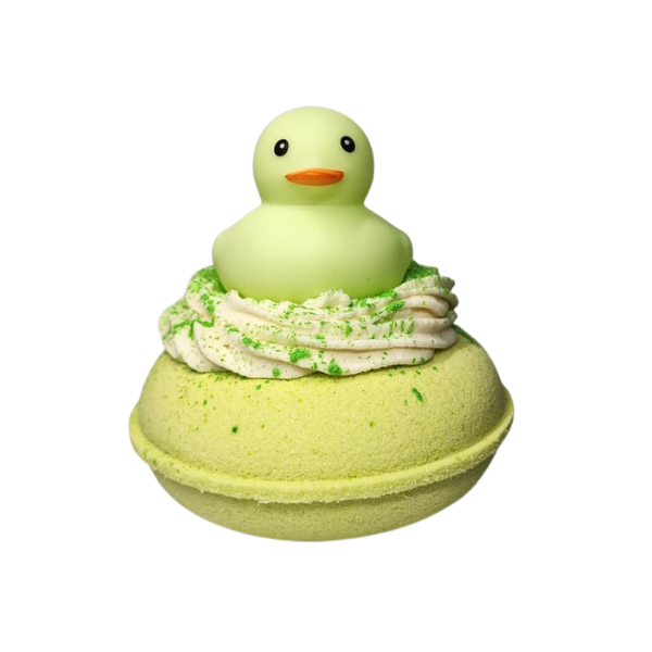 Cream Soda Float green duck donut bath bomb with rubber duck by Decodrop.